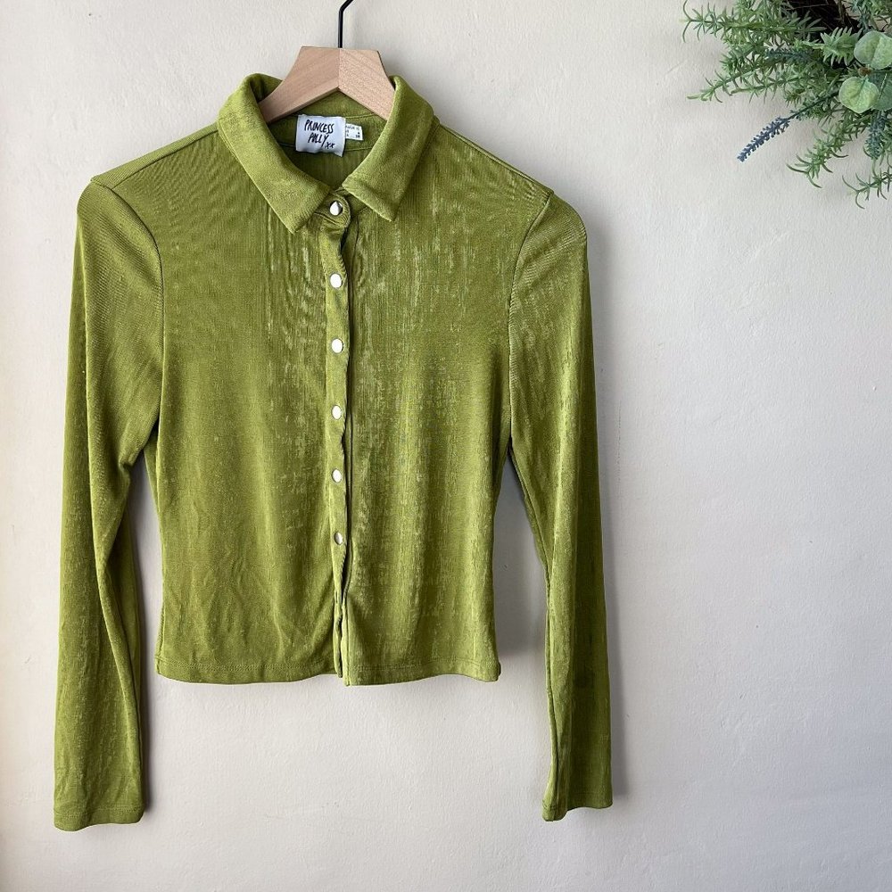 Princess Polly Olive Green Button-Up Blouse